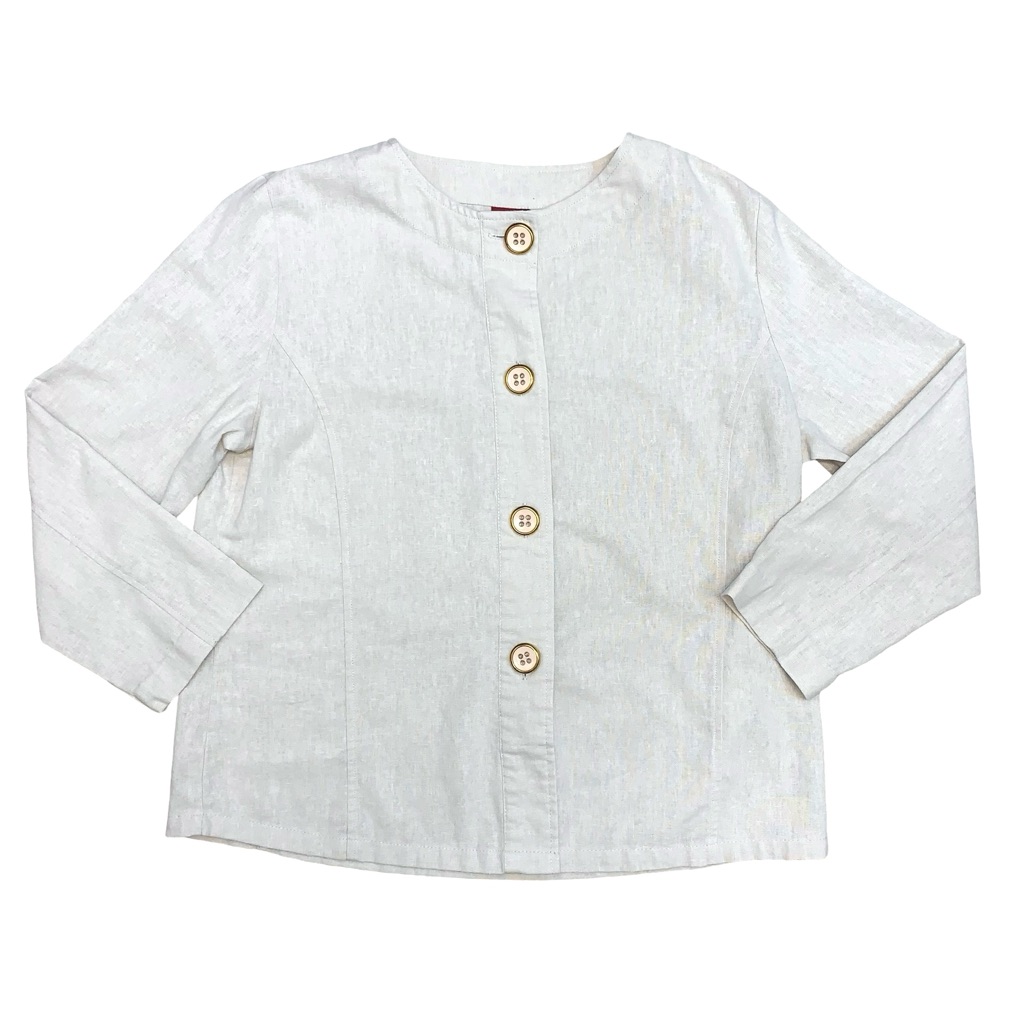 Vintage Tudor Court By Haband Lightweight Linen Blazer Jacket Neutral Casual